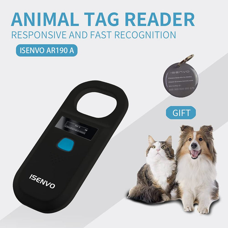 [Australia - AusPower] - ISENVO Pet Microchip Scanner Rechargeable RFID EMID Micro Chip Reader Scanner 134.2kHz 125kHz 15 Digits Pet Chip ID Scanner for Animal/Pets/Pigs/Dogs/Cats (190A) 