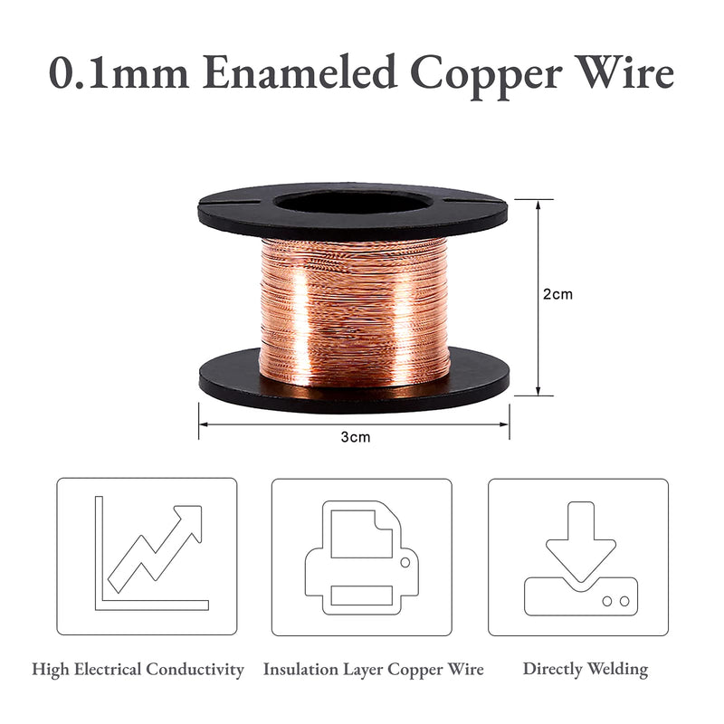 [Australia - AusPower] - 5pcs 0.1mm 12m Length Enameled Wire,High Electrical Conductivity Insulation Copper Winding Wire,Repair Precision Motherboard Wire,for Transformers,Inductors,Motors,Speakers,Hard Disk Head Actuators 