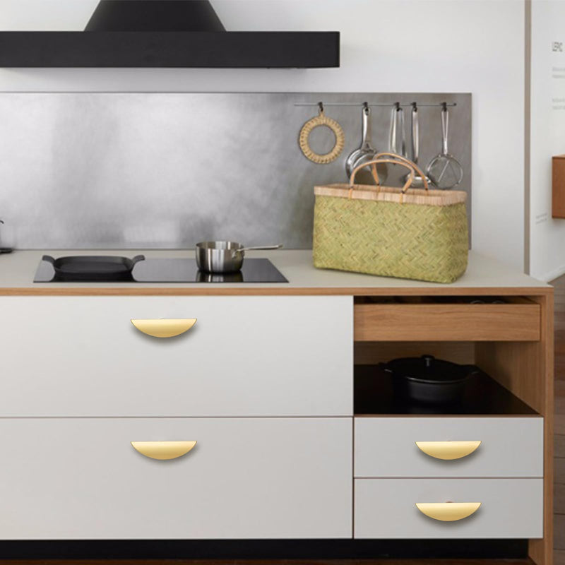 [Australia - AusPower] - Zorfeter Crescent Brushed Gold Cabinet Pulls, 2-1/2 Inch (64MM) Hole Centers Stylish Half Moon Drawer Pulls Semicircle Durable Kitchen Hardware for Cupboards, Drawers, Pack of 4 2-1/2 Inch Hole Centers 