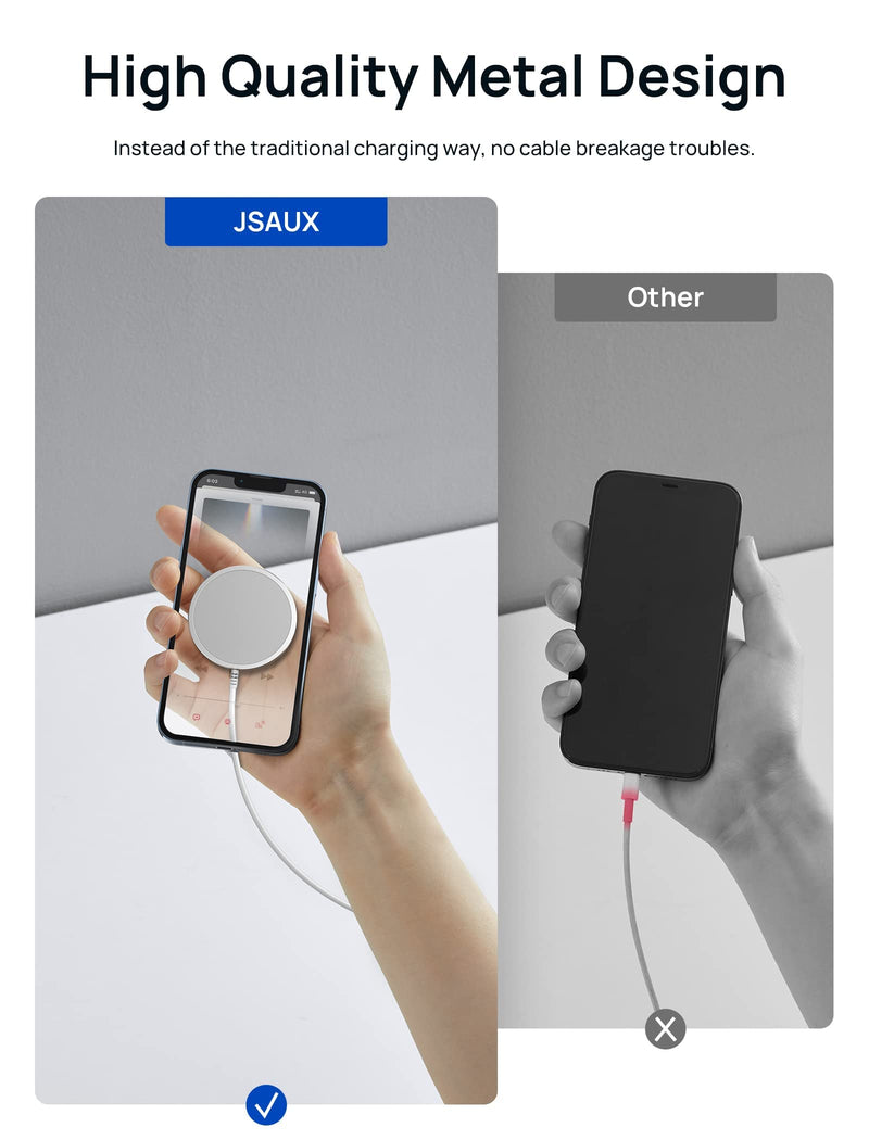 [Australia - AusPower] - Magnetic Wireless Charger, JSAUX Magnet Wireless Charging Pad Compatible with iPhone 13/13 Pro/13 Pro Max/13 Mini, 12/12 Pro/12 Pro Max/12 Mini, AirPods 3 2 Pro, Mag-Safe Charger, Mag Charger-Silver Silver 