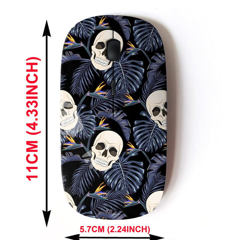 [Australia - AusPower] - 2.4G Wireless Mouse with Cute Pattern Design for All Laptops and Desktops with Nano Receiver - Gothic Skulls Flowers 