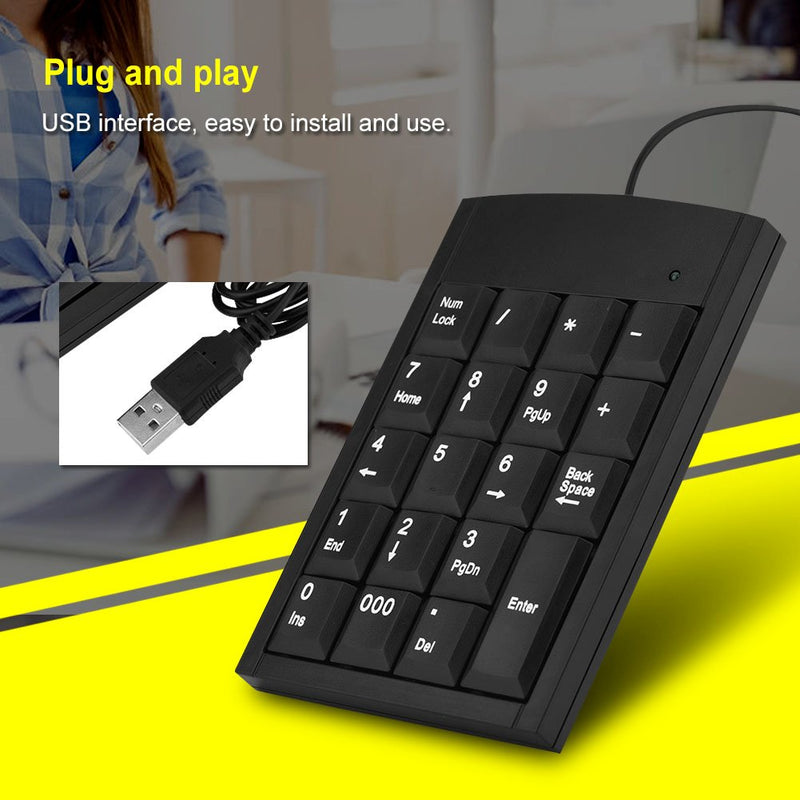 [Australia - AusPower] - Wired USB Number Pad, 19 Keys Mini Portable Numeric Keypad, External Number Keyboard for Laptop Desktop Notebook Computer PC, Plug and Play 