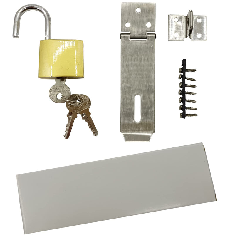 [Australia - AusPower] - Arlai 5" Stainless Steel Latch Lock Padlock hasp Set, with Screws and Padlock, Your Own Fence Locks gate Lock, for shed Locks with Keys Lock hasp Set 