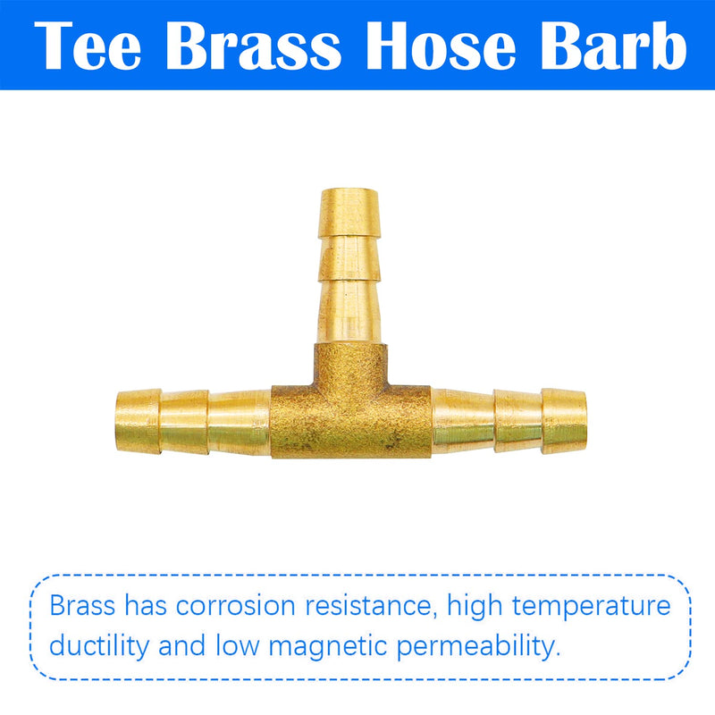 [Australia - AusPower] - Tnuocke 3pcs 3/16" Brass Tee Barb Fittings,3 Way Union Intersection Fitting T Shape Barbed Splitter Fitting Splicer with Hose Clamps for Water Fuel Air H-058-3/16 Tee-3/16-3PCS 