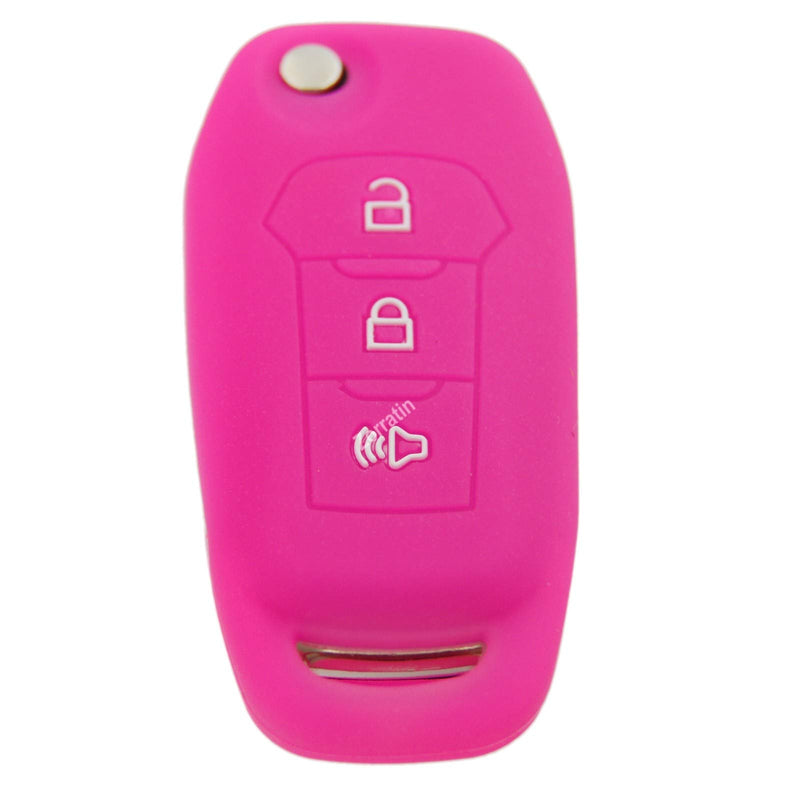 [Australia - AusPower] - Silicone Key Fob Cover Remote Protector compatible with Ford F150 F250 F350 F450 F550 Explorer Ranger Escape 3 buttons Hot pink 