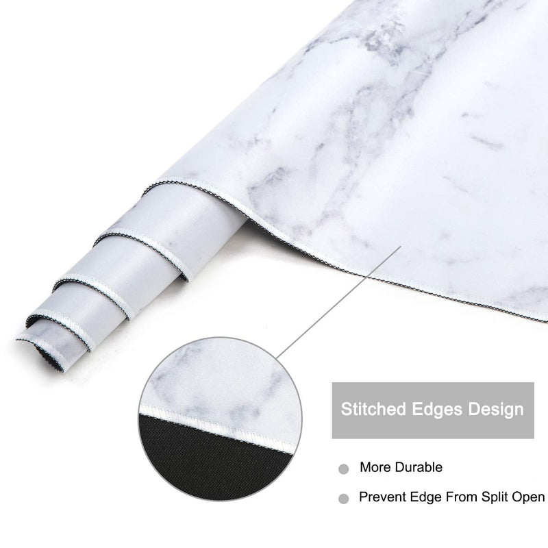 [Australia - AusPower] - HAOCOO Desk Pad, Office Desk Mat 31.5" ×15.7" Large Gaming Mouse Pad Durable Extended Computer Mouse Pad Water-Resistant Thick Writing Pads with Non-Slip Rubber Base for Office,White Marble 31.5" × 15.7" A White Marble 