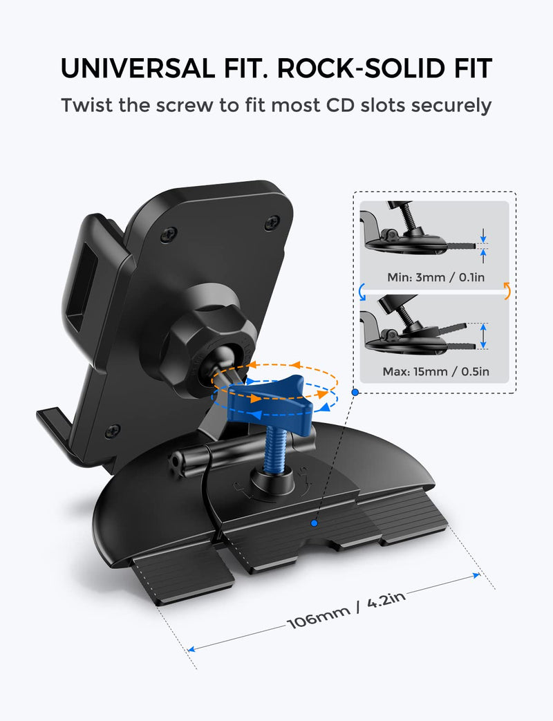 [Australia - AusPower] - Cell Phone Holder for Car, CD Slot Car Phone Mount, One Button Release Easy Installation CD Player Car Phone Holder Mount Compatible with iPhone13 12 Mini 11 Pro XR XS MAX Galaxy S20 S20+ S10 S9 S8 Black-1pcs 