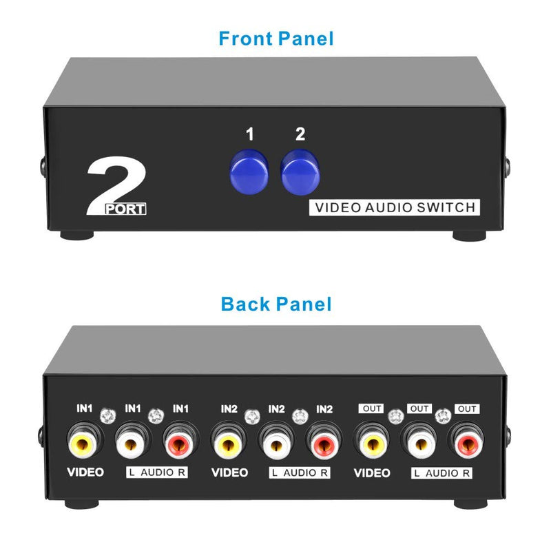 [Australia - AusPower] - Panlong 2 Port AV RCA Switch 2 in 1 Out Composite Video L/R Audio Switcher Selector Box for DVD Player, Sega Genesis, SNES, N64, PS2/3 Game Consoles 