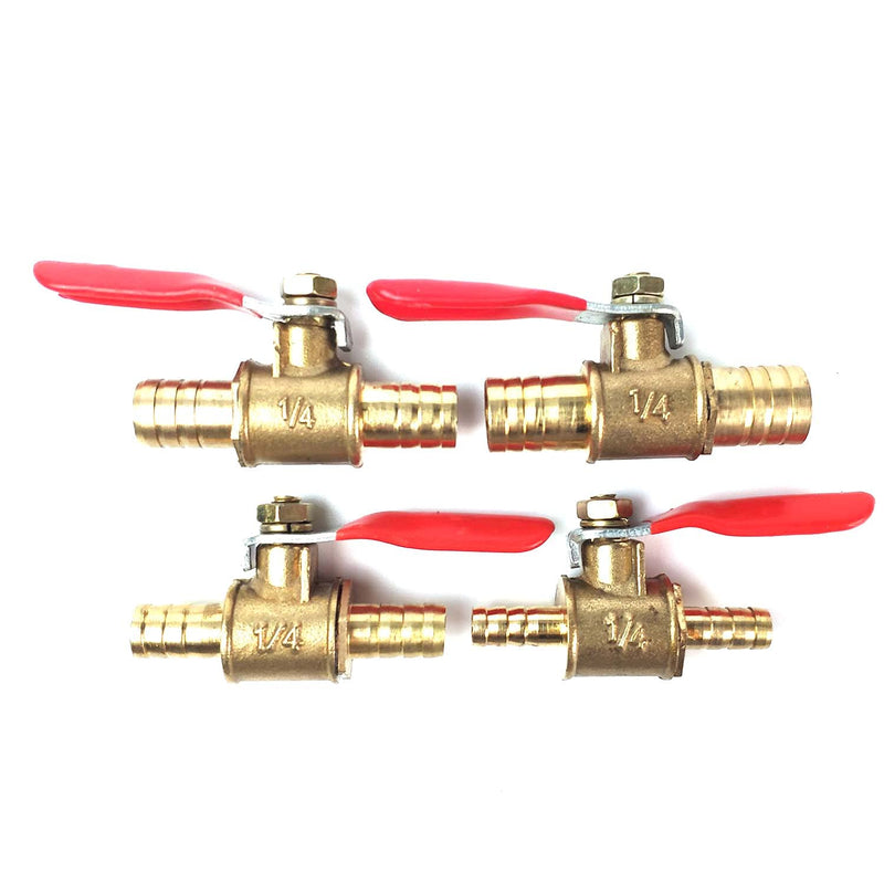 [Australia - AusPower] - LOZOME 2 PCS 3/8" Hose ID x 3/8 INCH Hose Barb Mini Ball Valve Lead Free Brass Shut Off Switch, Pipe Tubing Fitting Coupler, 180 Degree Operation Handle with 4 Hose Clamps 2-Way 