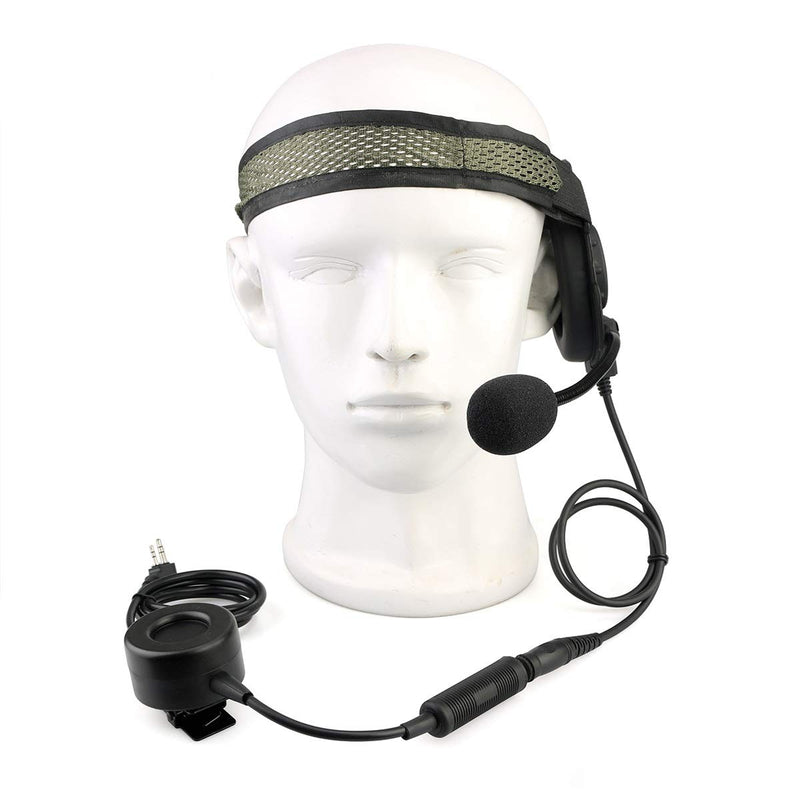 [Australia - AusPower] - Retevis Tactical Military Headset with Mic 2 Pin, Compatible with Retevis RT22 RT21 H-777 Baofeng UV-5R 888S pxton Walkie Talkie, Noise Reduction 2 Way Radio Headphone with Big PTT(1 Pack) 