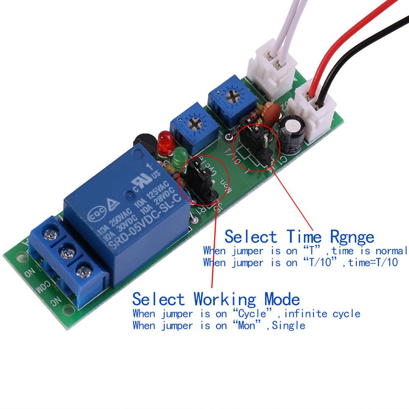 [Australia - AusPower] - YWBL-WH Adjustable Cycle Timer Delay Module, DC 5V 12V 24V On/Off Switch Relay Module for Machine Repetitive Test 