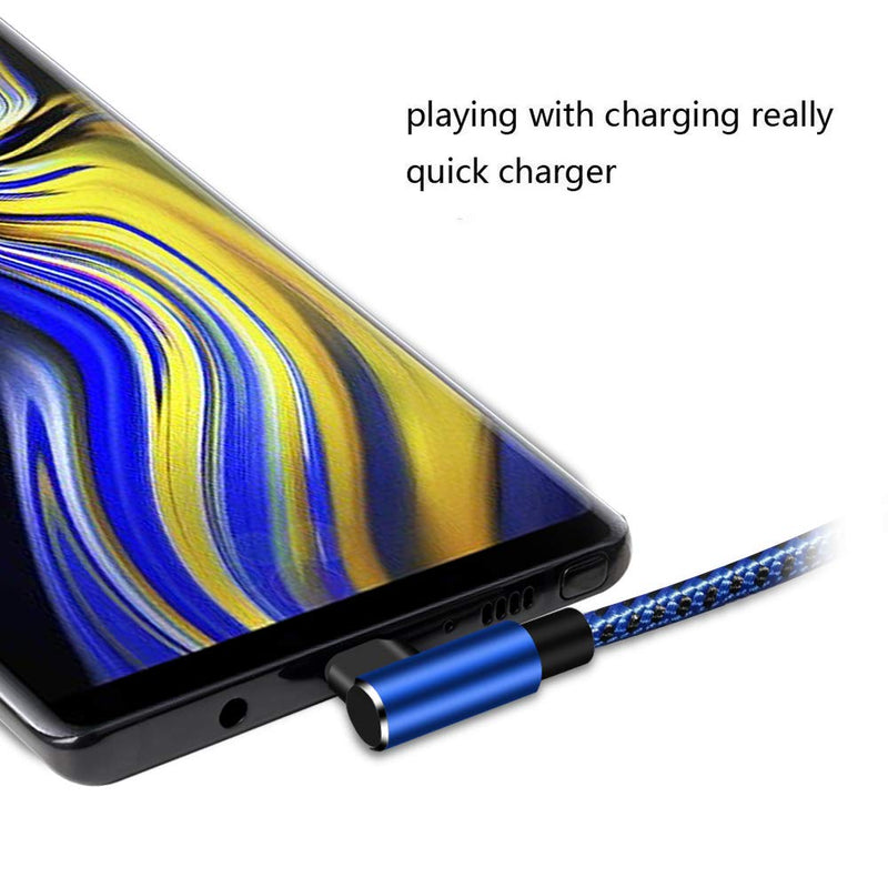 [Australia - AusPower] - [3 Pack] Galaxy S10 Charger YWXTW USB Type C Cable 10FT [Case Friendly] 90 Degree Durable Nylon Braided Fast Charging Cord for Samsung Galaxy S22 S21 S20 S10 S9 Plus Note 20 Ultra S21 FE (Blue 10FT) 