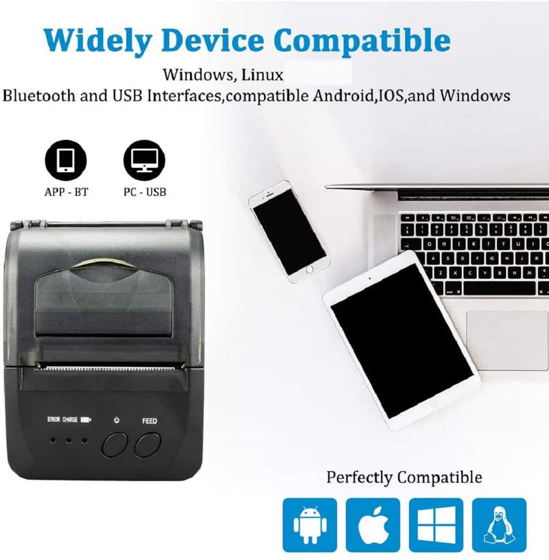 [Australia - AusPower] - NETUM Bluetooth Receipt Printer, 58mm Mini Thermal POS Printer Portable Personal Bill Printer 2 inches for Restaurant Sales Retail Compatible with Android 
