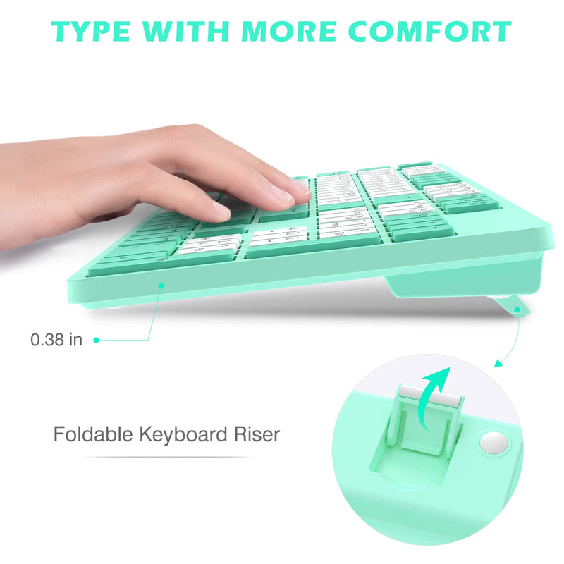 [Australia - AusPower] - POWZAN Wireless Keyboard and Mouse, Ultra Slim Compact Full Size Wireless Keyboard and Mouse Combo 2.4G Ultra-Thin Sleek Design for Windows, Mac, Computer, Desktop, PC, Notebook - (Green White) Green White 