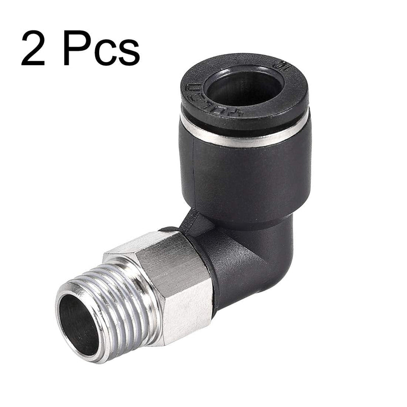 [Australia - AusPower] - uxcell Push to Connect Tube Fitting Male Elbow 10mm Tube OD X 1/4NPT Thread Pneumatic Air Push Fit Lock Fitting 2pcs 