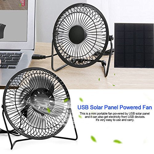 [Australia - AusPower] - Solar Panel Powered Fan with USB, 6V 4.5W Mini Portable Solar Fan , Portable Personal Cooling Fan Hiking Equipment for Cooling Ventilation Outdoor Home Travelling Camping Car 