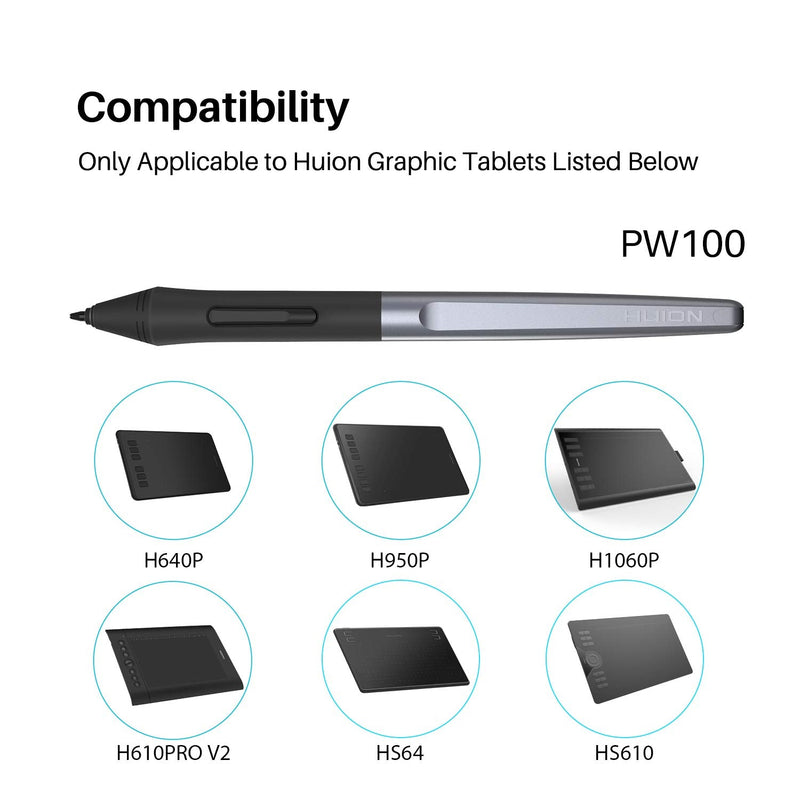 [Australia - AusPower] - HUION PW100 Battery-Free Stylus for Huion Inspiroy H640P H950P H1060P H610Pro V2 HS610 HS64 H420X H580X H610X Graphics Tablet 