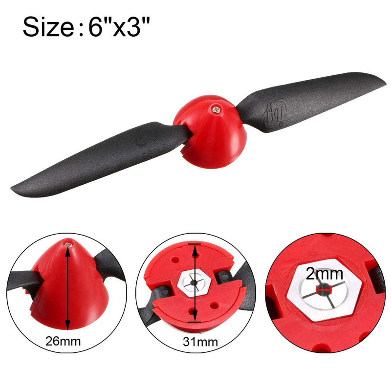 [Australia - AusPower] - uxcell RC Folding Propellers 6x3 Inch Spinner Size D31xH26mm 2mm Motor Shaft Dia. 2-Vane for Airplane Helicopter Toy Nylon 