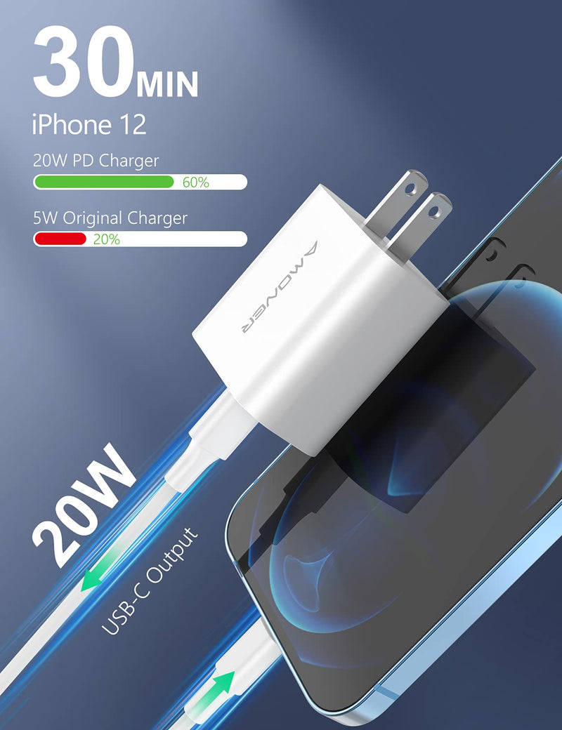 [Australia - AusPower] - 3Pack 20W USB C Charger Adapter, iPhone USB C Wall Charger, Power Delivery 3.0 Fast Charger, Type C Charger Compatible with iPhone 13 Mini /13 Pro Max iPhone 12 Mini 12/11 Pro Max/11 SE 3Pack-White 