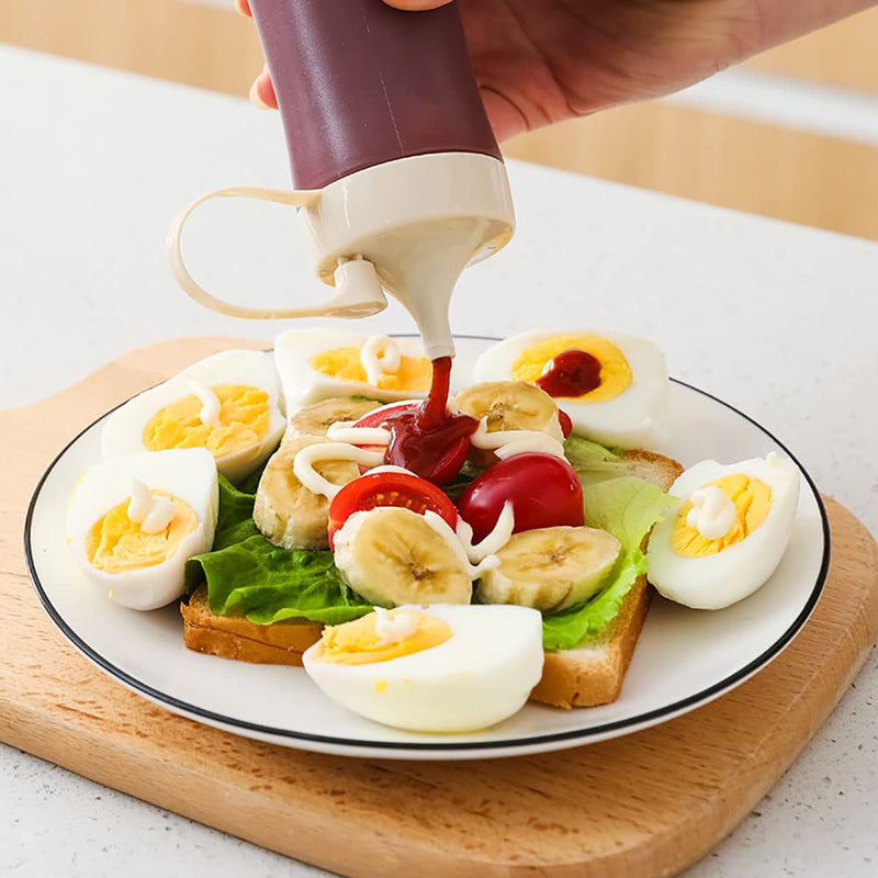 [Australia - AusPower] - Qiuhome Condiment Squeeze Bottle,Ketchup Squeeze Bottle,Plastic Squeeze Bottle, 12oz (Mica Gray) Mica Gray 