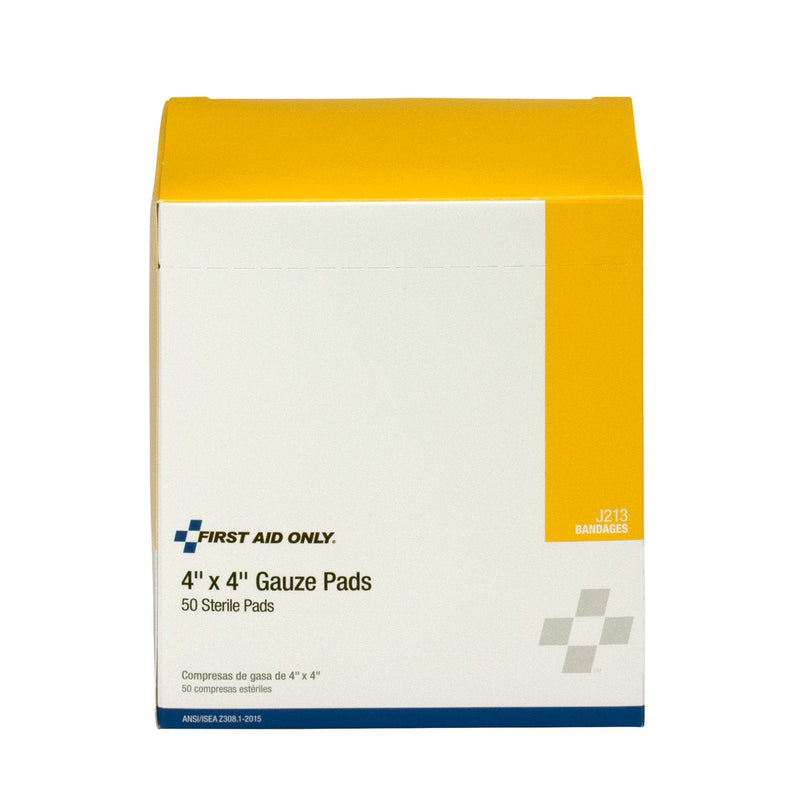 [Australia - AusPower] - First Aid Only 4" X 4" Sterile Gauze Dressing Pads, Box of 50 - J213 