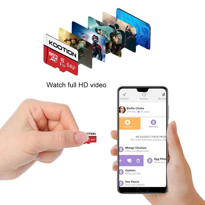 [Australia - AusPower] - KOOTION 64GB Micro SD Card 2 Pack Ultra Micro SDXC Memory U1 Card Class 10 Micro SD Cards 64GB High Speed TF Card R Flash, C10, U1, 64 GB (2 Pack) 2×64GB 
