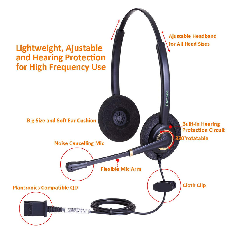 [Australia - AusPower] - Office Phone Headset with Noise Canceling Mic for Compatible with Yealink T19 T20 T21 T22 T23 T26 T27 T28 T29 T32 T36 T38 T40 T41 T42 T46 T48 Also Compatible with Grandstream Snom Panasonic IP Phones 