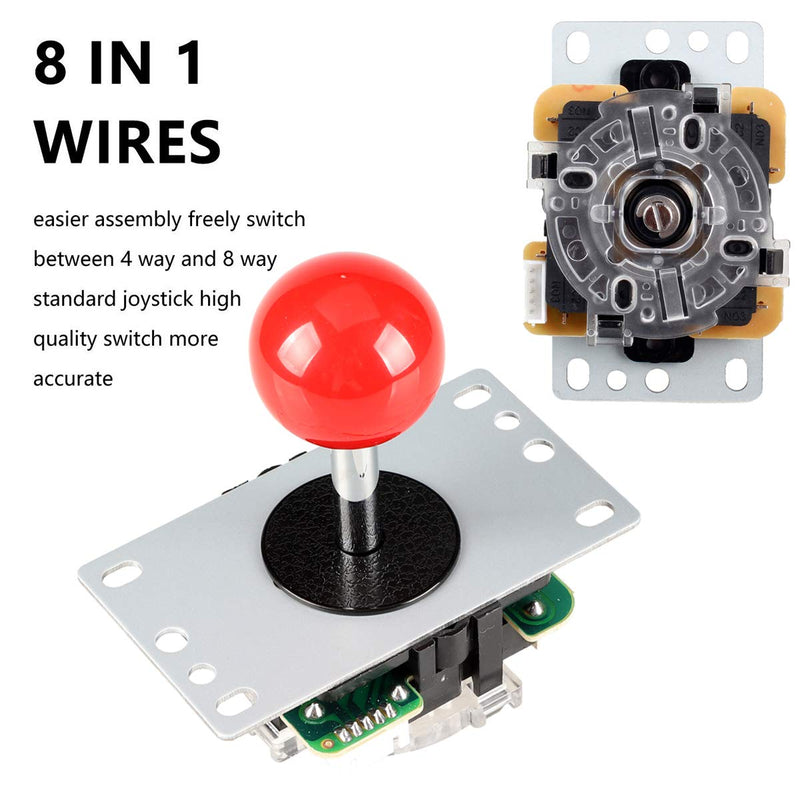 [Australia - AusPower] - Fosiya 1 Player USB Encoder to PC Arcade Joystick Red Top Ball + 10x 5V LED Arcade Buttons for Arcade PC Games Mame Raspberry Pi 