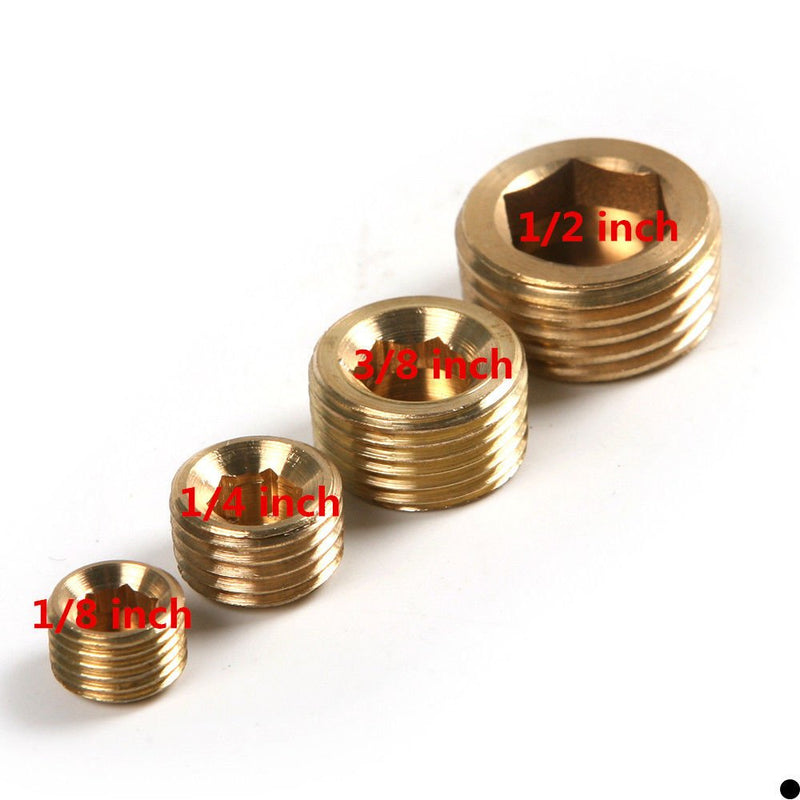 [Australia - AusPower] - ALLPEN  20pcs Brass Pipe Fitting,1/8" 1/4" 3/8" 1/2" NPT Brass Internal Hex Thread Socket Pipe Plug Set 