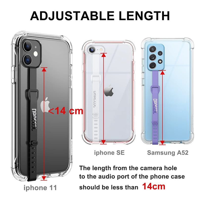 [Australia - AusPower] - Dracool 2 PCS Phone Strap Cell Phone Grip Loop Elastic Hand Finger Holder Secure Silicone Stretching Band Slim Universal Accessory for All Smartphones Mobile for iPhone Samsung Google LG - Transparent 