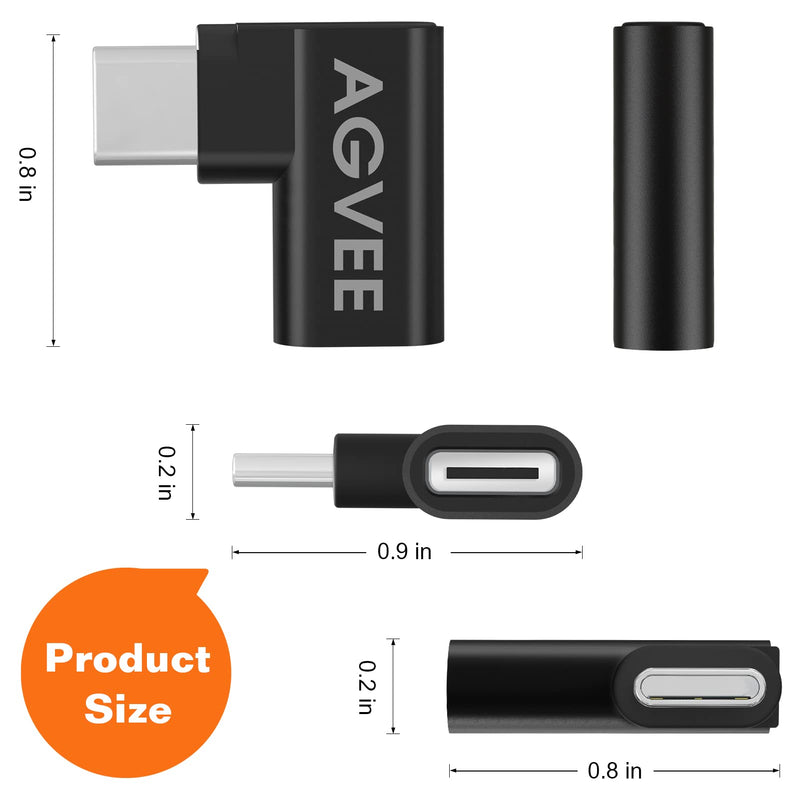 [Australia - AusPower] - AGVEE [4 Pack] 90 Degree Right Angled USB-C Male to USB-C Female Adapter (Type-C 3.2 Gen 2) Converter Video Type-C 10G Data Extension Coupler Connector, Black 
