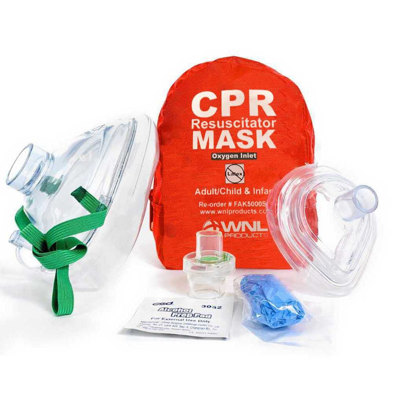 [Australia - AusPower] - WNL Products CPR Rescue Mask, Adult/Child & Infant Pocket Resuscitator, Soft Case Kit with Belt Clip 5 Pack 