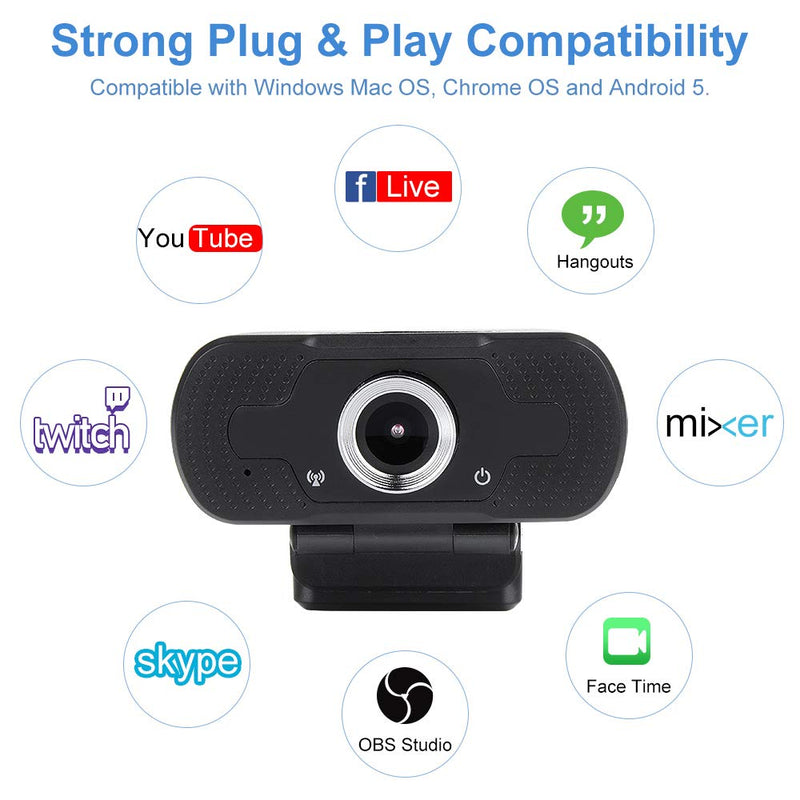 [Australia - AusPower] - Webcam with Microphone 1080p, HD Webcam Streaming Computer Web Camera-USB Computer Camera for PC Laptop Desktop Video Calling, Conferencing and Gaming Live 