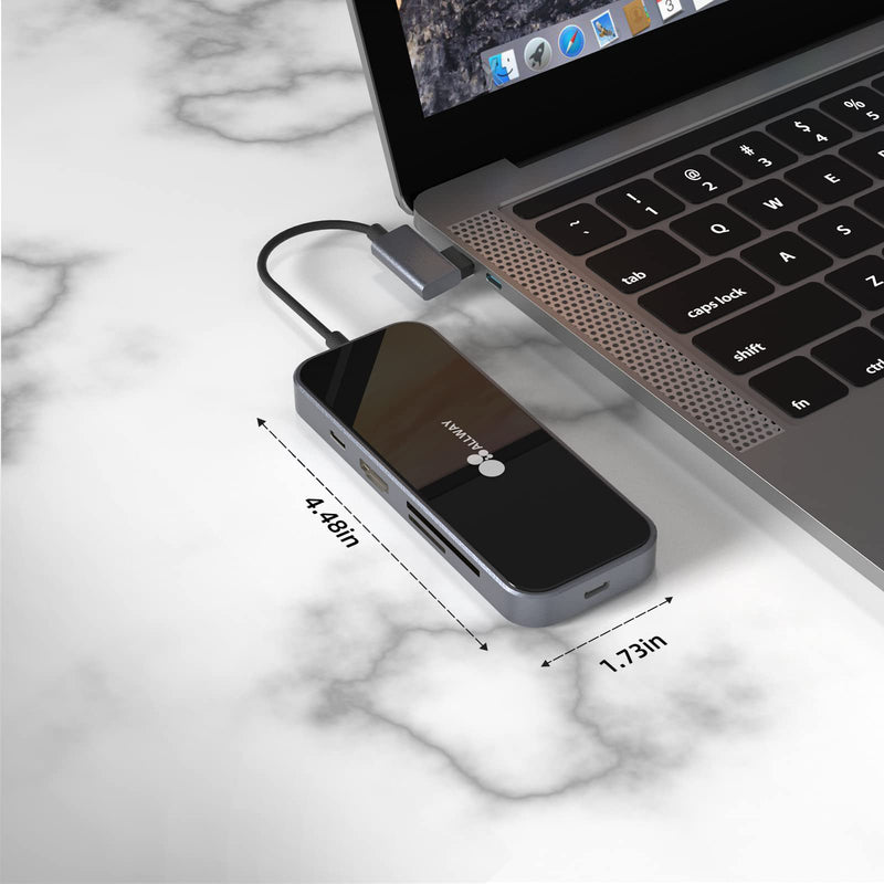 [Australia - AusPower] - USB C Hub, Docking Station, ALLWAY 8 in 1 USB C Adapter with 4K USB C to HDMI, 60W Power Delivery SD/TF Card Reader 2 USB 3.0 Ports USB C Data Port 3.5mm Audio/Mic for MacBook Pro and HP Dell Laptops 