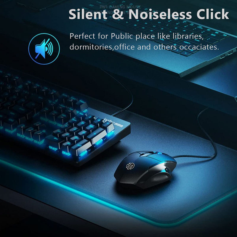 [Australia - AusPower] - USB Computer Mouse Wired, Silent Click Corded Mouse 3-Button Wired Optical Mouse, Office and Home Mice, Ergonomic Shape for Windows Computers, Macs, Desktops and Laptops 