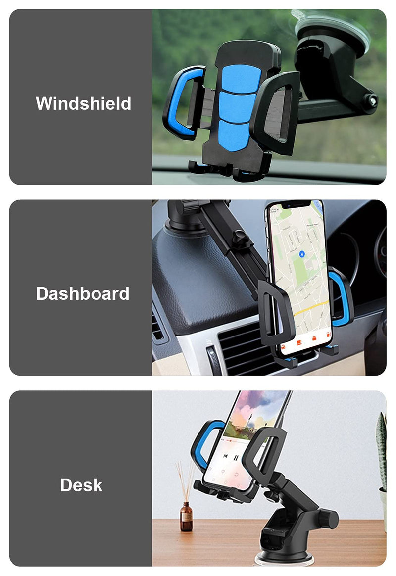 [Australia - AusPower] - Cell Phone Car Mount, Universal Car Phone Mount Adjustable Suction Cup Phone Holder for Car, Suitable for All Mobile Phones 【 2022 Upgraded 】 