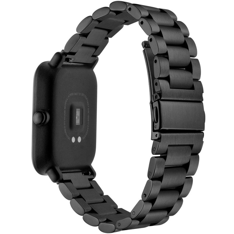 [Australia - AusPower] - Aresh Compatible with Amazfit Bip Band, 20mm Galaxy Active2 40mm 44mm Stainless Steel Band for Amazfit Bip Galaxy Active 2 40mm 44mm Smartwatch(Black) Black 