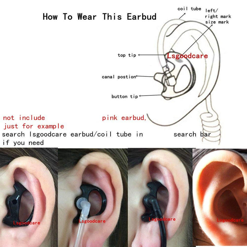 [Australia - AusPower] - Lsgoodcare Replacement Acoustic Coil Audio Mic Tube with Earbuds Compatible for Motorola Kenwood Icom Two Way Radio Acoustic Tube Earpiece Replacement 