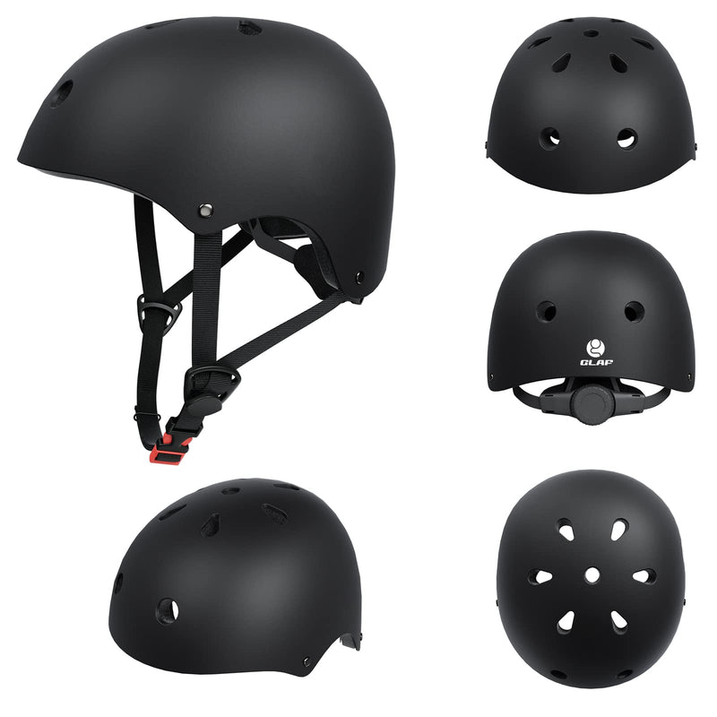 [Australia - AusPower] - Glaf Kids Bike Helmet Toddler Helmet for Ages 3-14 Boys Girls Kids Sports Protective Gear Set Adjustable Kids Helmet and Knee Elbow Pad Set for Cycling Skateboard Scooter Rollerblading Helmet 7Pcs Black Small: 18.90"-21.26" 