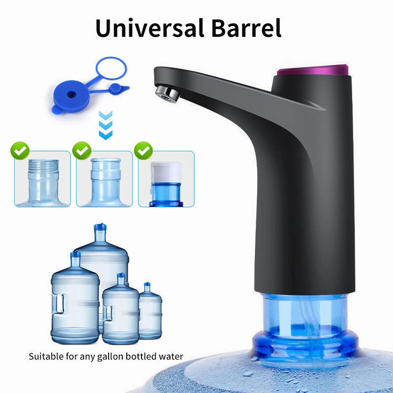 [Australia - AusPower] - HiPiCok Water Bottle Pump 5 Gallon Water Dispeser USB Charing Portable Electric Water Pump for 5 Gallon Bottle Auto Switch, Black 