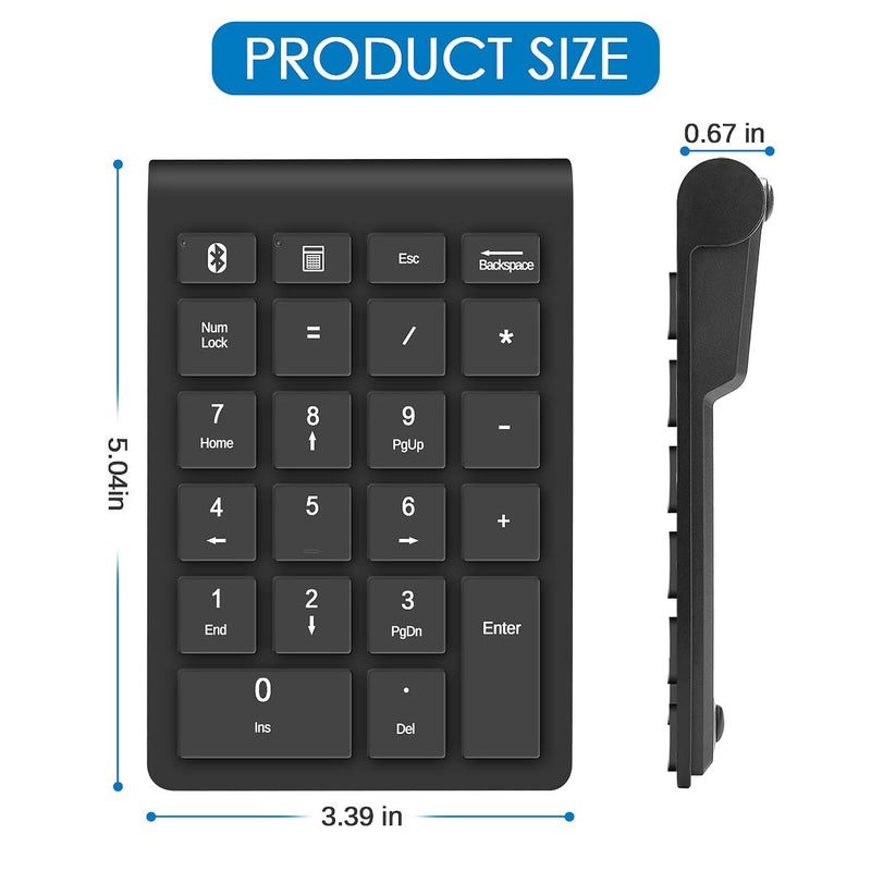 [Australia - AusPower] - Bluetooth Wireless Number Pads, Numeric Keypad 22 Keys Portable Financial Accounting 10 Keys Number Keyboard Extensions for Laptop, PC, Desktop, Surface Pro, Notebook 