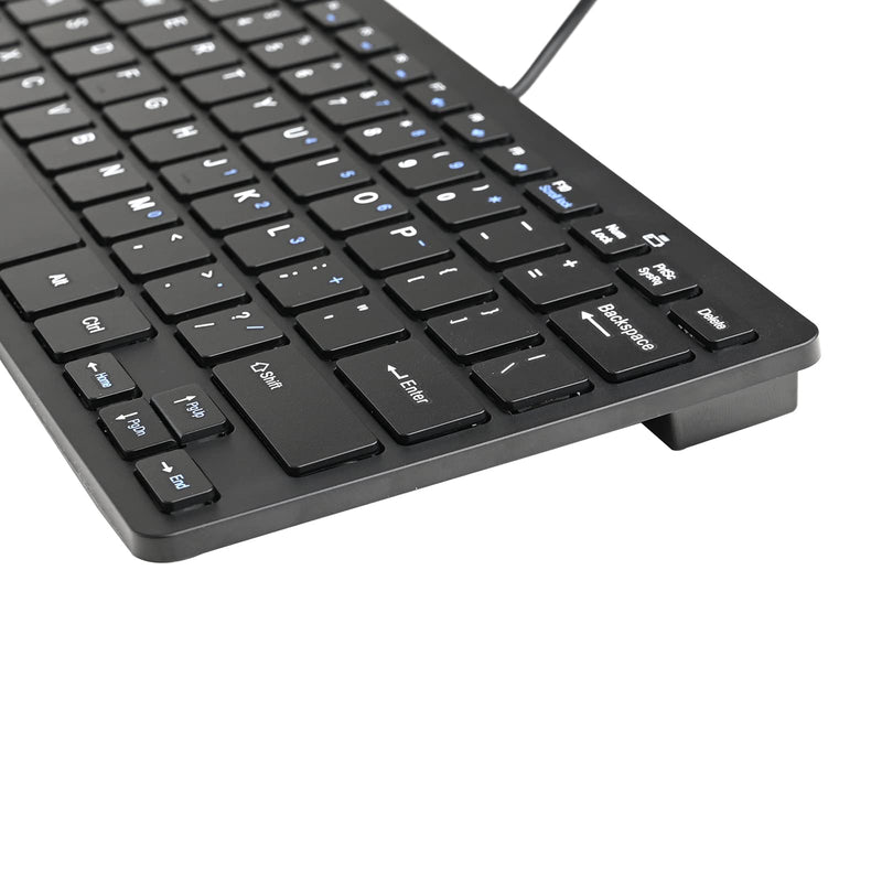 [Australia - AusPower] - 2021 Upgraded Powboro PC Computer Laptop Mini USB Wired Keyboard for Mac and Windows 78 Scissor Keys Small Super Thin Compact Multimedia Keyboard (Black) Black 