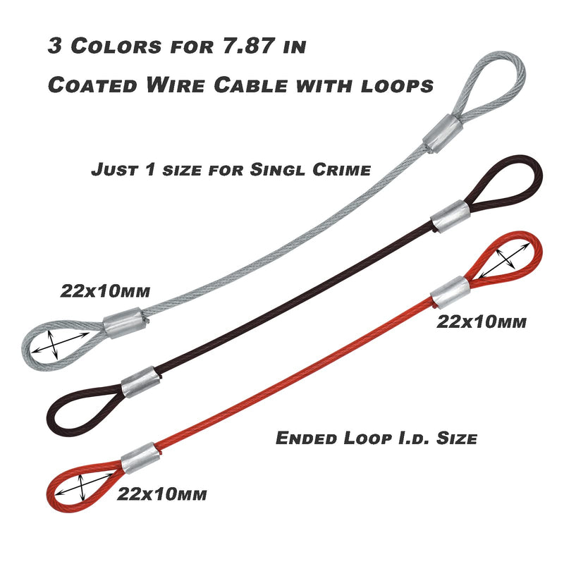 [Australia - AusPower] - Bytiyar 15 pcs 8 inch (20cm) 3mm Thickness Galvanized Steel Wire Cable with Loops Vinyl Cover Coated Short Rope Lanyard Lock Safety Tether Chains, Black 8in/20cm Black_15Pcs 