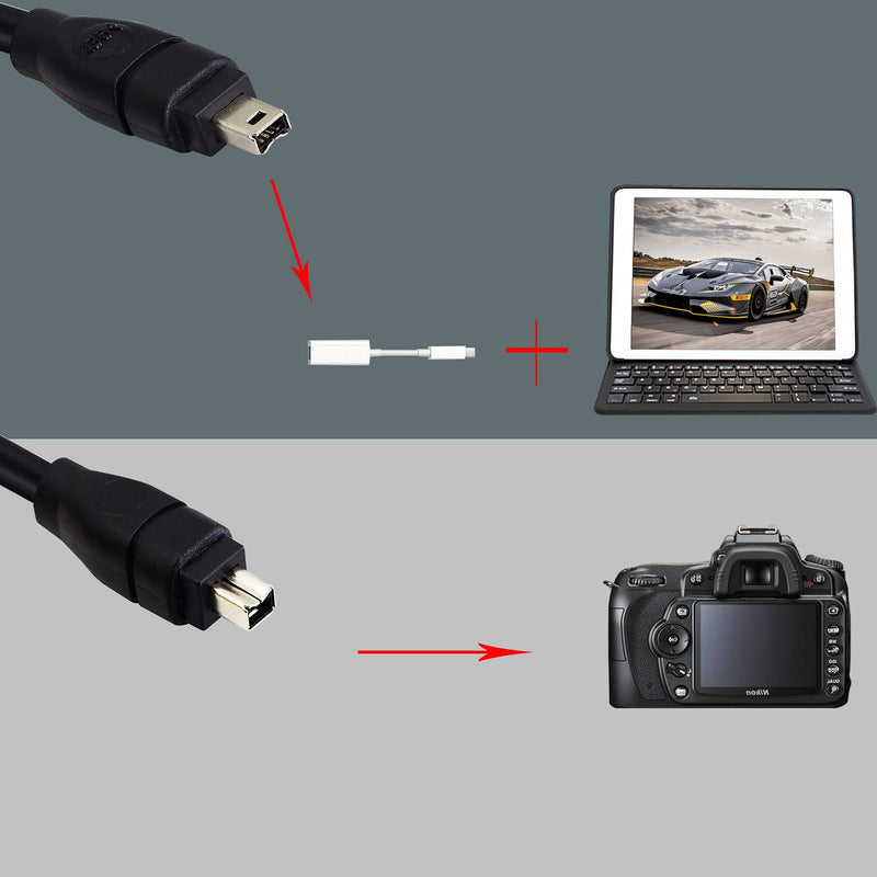 [Australia - AusPower] - GINTOOYUN 6FT FireWire IEEE 1394 Cable,4 Pin to 4 Pin Male to Male Cord,FireWire 400 DV iLink Cable for Laptop to Camcorder 