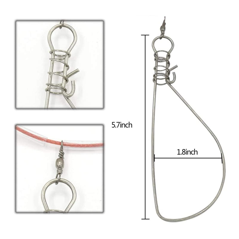 [Australia - AusPower] - OXDFNZU Fishing Stringer Live Fish Lock, Stainless Steel Fish Stringer Clip, Big Fish Wire Rope Cable with Float and Plastic Handle, Fishing Holder Kit with High Strength 10 Snaps/Buckles 