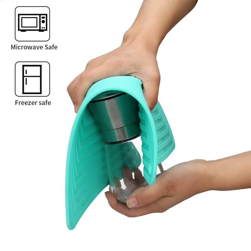 [Australia - AusPower] - Large Silicone Trivet Mats for Hot Dishes/Pots Pans, Heat Resistant Pot Holder,9"x12" Non Slip Flexible Durable Pot Coaster Kitchen Table Mats Set of 2 (Teal) Teal 