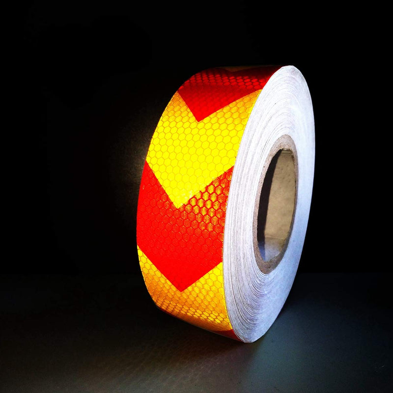 [Australia - AusPower] - Reflective Tape Waterproof High Visibility Red & Yellow, Industrial Marking Tape Heavy Duty Hazard Caution Warning Safety Adhesive Tape Outdoor 2 Inch by 30 Feet 2" X 30FT 