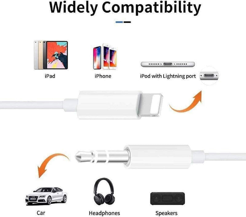 [Australia - AusPower] - [Apple MFi Certified] Car AUX Cord for iPhone, Lightning to 3.5mm Audio Stereo Cable Compatible for iPhone 11/11 Pro/XS/XR/X 8 7 6/iPad, iPod to Speaker, Headphone, Home Stereo, Support iOS 13 (White) White 