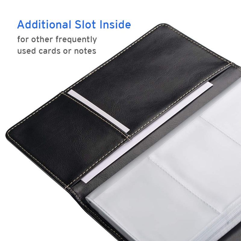 [Australia - AusPower] - Sooez Leather Business Card Book Holder, Professional Business Cards Book Organizer PU Name Card Credit Cards Book Holder Booklet (Black) Black 
