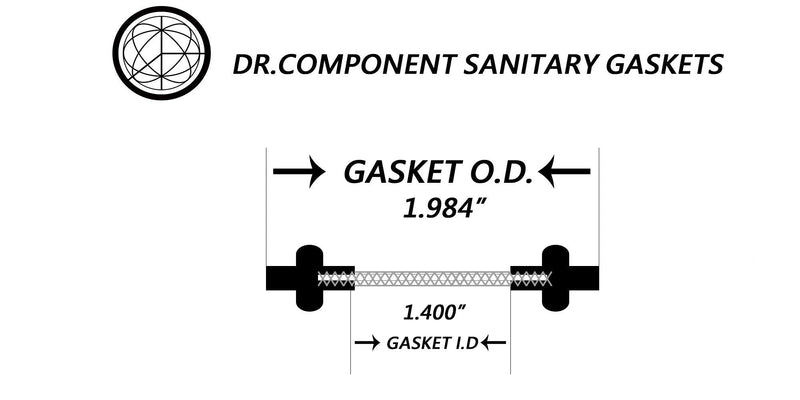 [Australia - AusPower] - DR.COMPONENT 1.5" Sanitary Tri-Clamp Gaskets (Pack of 2), Bonded Type Screen (#100 Mesh/ 149 μm) Gaskets, Black FKM (Viton) 1-1/2"- 100 mesh-Viton 